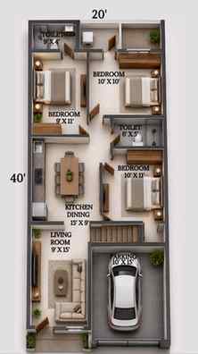 20’X40’ home plan design ideas, make your dream house with s