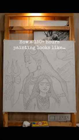 This original Shiv Parvati painting is created for those who