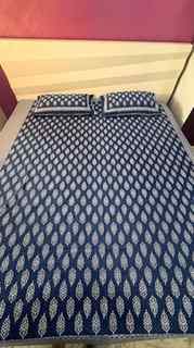 Indigo Blue Premium Pure Cotton Queen Size Double Bed Bedshe