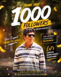 Congratulations on 1000 followers on your Instagram @g_shiva