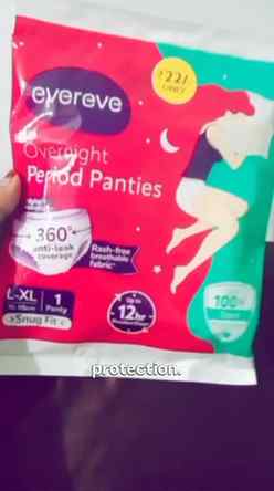 1 Period Panty = 3 Pads.
Gives 12 hours protection.
360° Ant