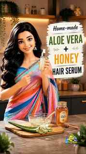 🌿🍯 Homemade Aloe Vera + Honey Hair Serum for Dry & Frizzy