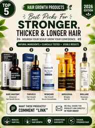 Top 5 Hair Growth Products shortlist kiye hain. 🌿✨
➡️ Swipe