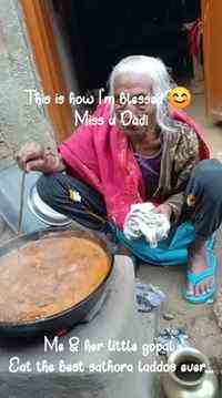 In the age of 90+ She herself made the teel k Laddu nd satho