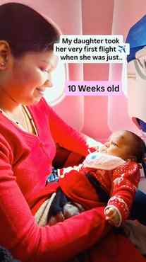 When our little one was just **10 weeks old**, we had to fly