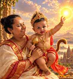 Comment for prompt 🥰
सूर्याला फळ समजून त्याच्याकडे झेपावणार