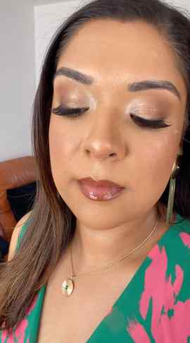 No filter needed for this classic dewy base and a glossy lip