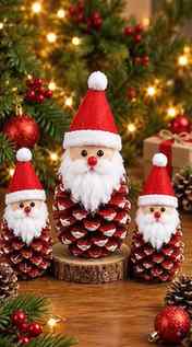 🎅🎄 DIY Pine Cone Santa Claus – Christmas Craft Magic! ❤️✨
