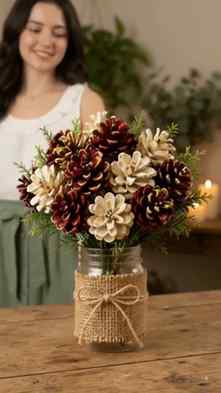 🌲❤️ DIY Pine Cone Flower Bouquet | Nature to Luxury Decor! 