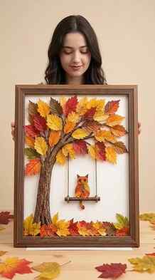 🍂🦉 DIY Autumn Leaf Wall Art | Turning Nature into Beautifu