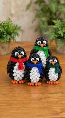🐧🖤 DIY Pine Cone Penguin Family! ❄️✨

Turn simple pine con