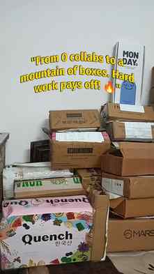 "🧿From 0 collabs to a mountain of boxes. Hard work pays off