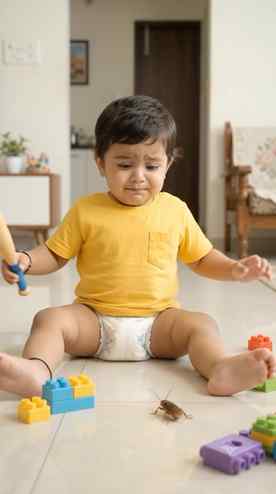 “Mummaaa… Korkoch! 😂👶🪳 Bat लेकर निकला था, खुद ही भाग गया!
