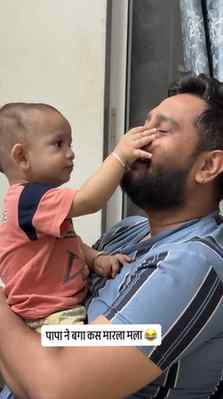 Papa ne Baga kasa marla 😂#cutebaby #parenting #trending #vi
