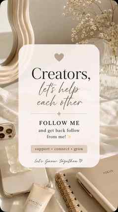 Creators, let’s support each other 🤍✨
Follow me & I’ll foll