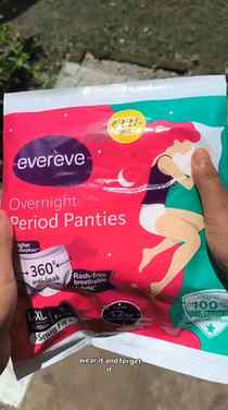 1 Period Panty = 3 Pads. Gives 12 hours protection. 360° Ant