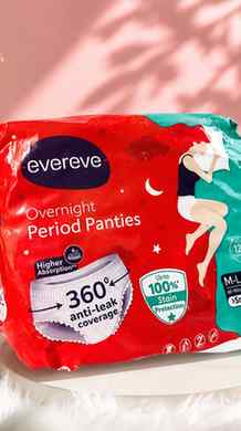 “Wear it. Forget it.
Evereve = Freedom from Period Worries.