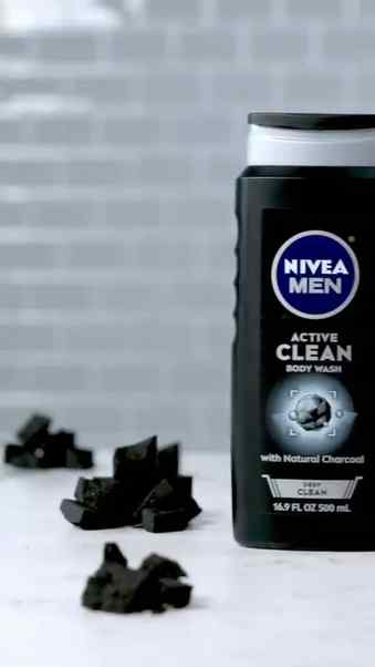 ​The Nivea Men Active Charcoal Body Wash uses natural active