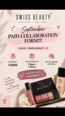 SWISS BEAUTY PAID COLLAB FORM IS LIVE ✨
Comment 'SWISS' to g