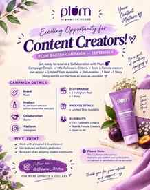 🍇 Plum Barter Campaign – September! 💜
✨ Content Creators, 
