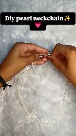 Diy White pearls neckchain 🤍🎀#diy #handmade #viral #instag