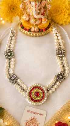Bappa k liye gale ka haar📿💗#diy #handmade #instagram #gane
