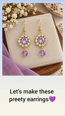 Diy pretty crystal earrings in purple 💜✨#diy #instagram #ha