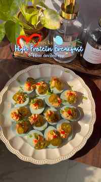 Blue deviled eggs - Naturally dyed eggs with Blue pea flower