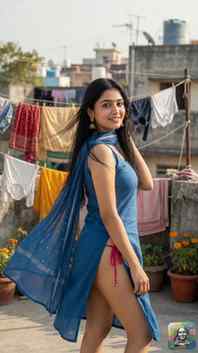 Royal blue kurti set with a side-slit twist and matching dup