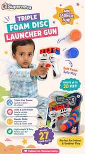 Ready, Aim & Launch! 🚀💙
The Triple Foam Disc Launcher Gun 
