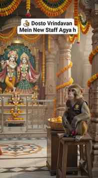 Banke Bihari ke darshan karne aaye the…
par yahan toh monkey