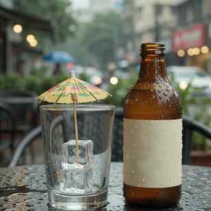 Tiny umbrella, big monsoon energy. An AI-generated, unbrande