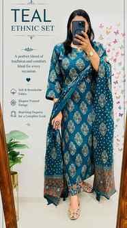 Grace meets tradition in this elegant teal ethnic set 💙✨ A 