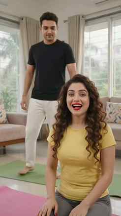 Yog day p husband ki exercise 

#husbandwifecomedy😂😂😝😝 #
