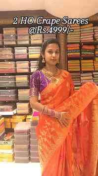 Premium HO Crape Sarees Collection at TARA Silks, Kothapet ✨