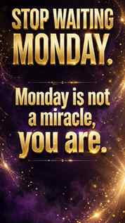 Stop waiting for Monday.
Monday is not a miracle, YOU ARE. ✨