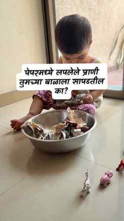 पेपरमध्ये लपलेले प्राणी शोधताना आमची मजा तर झालीच, पण बाळाचं