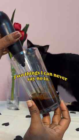 My daily dose of caffeine and chaos.  #minivlog #coffee #cat