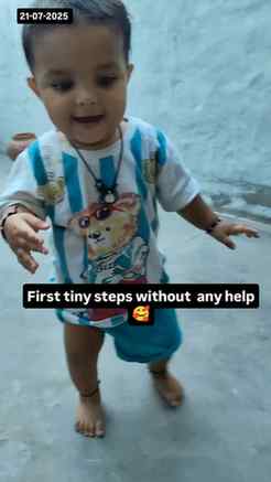 No support. No holding hands. Just her first tiny steps. ❤️ 