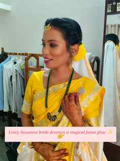 A beautiful Juron ceremony look with soft glam makeup and tr