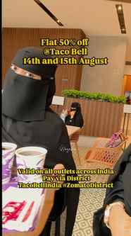 Flat 50% off at Taco Bell 14th and 15th August 🌮
pay throug
