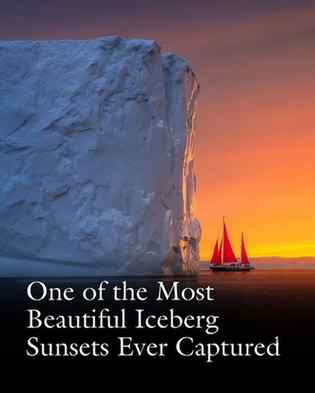 Towering icebergs drift through the icy waters of Greenland,