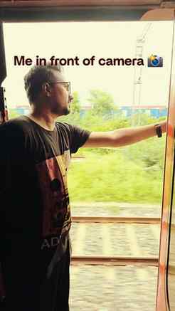 Me in front of camera versus me behind the camera in train j