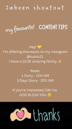 Hey! 💛
I’m offering shoutouts on my Instagram @nussu11 
I h