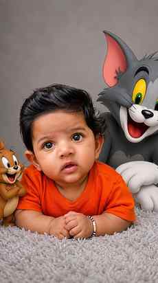 Tom 🐱 + Jerry 🐭 + Kairo 👶 = Unlimited Cuteness! 💛✨
Who's