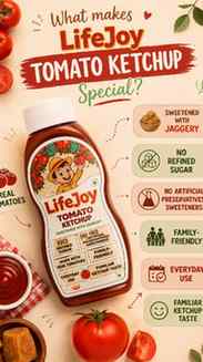 Made with real tomatoes, sweetened with jaggery, and no refi
