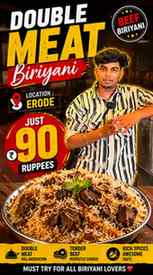 🔥 ஈரோட்ல Beef Biriyani வெறும் ₹90-ஆ? 😱🍖
Double Meat Biri