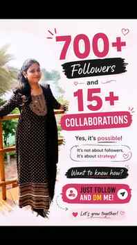 700+ followers... 15+ brand collaborations. ❤️
Agar aap bhi 