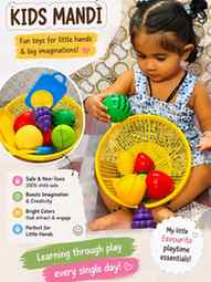 Little hands, colourful fruits & endless imagination! 🍎🍇🍉