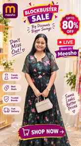 Meesho Blockbuster Sale is LIVE on 9 oct.🛍️✨
This floral dr